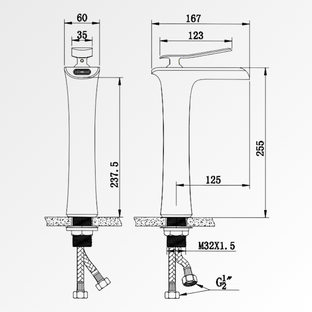 Purea Cascade Tall – Mitigeur lavabo cascade noir pour vasque