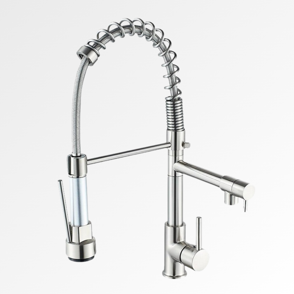 DualPro Spring – Mitigeur cuisine noir semi-professionnel à double bec extractible