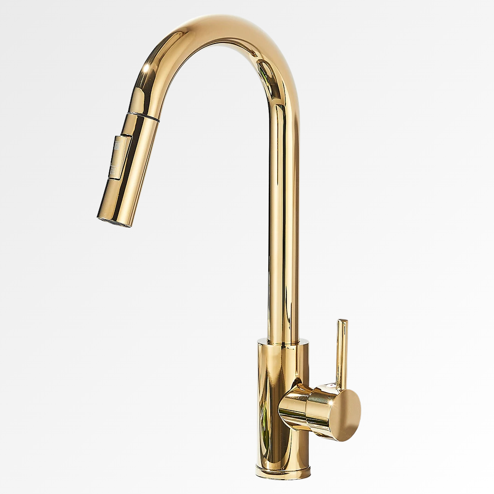 Auréa Flow – Mitigeur cuisine extractible finition or