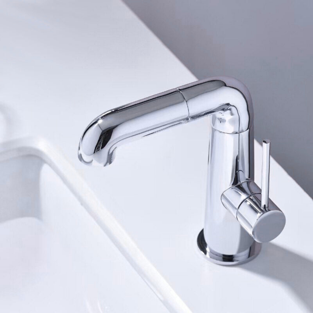 Virex Flow – Mitigeur lavabo rotatif 360° en laiton chromé